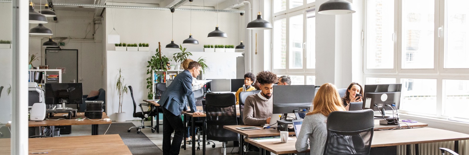 People working at an office