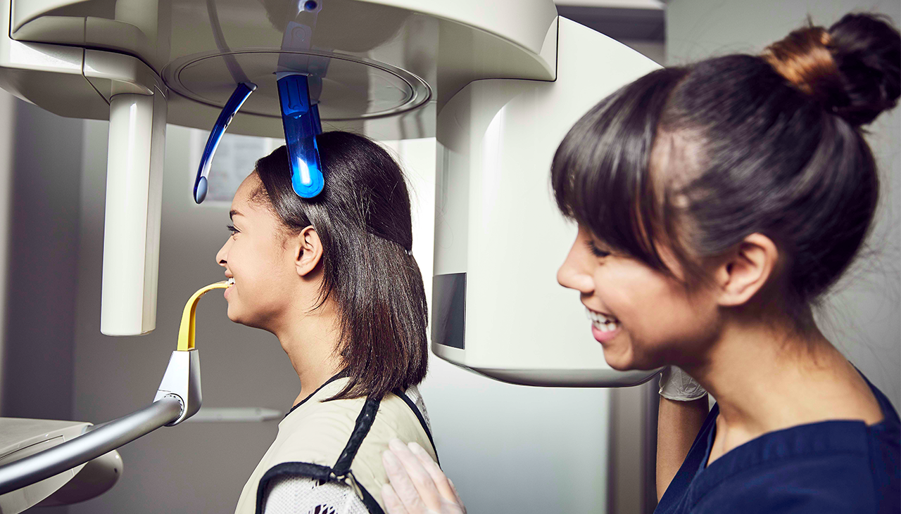 A girl undergoing an xray