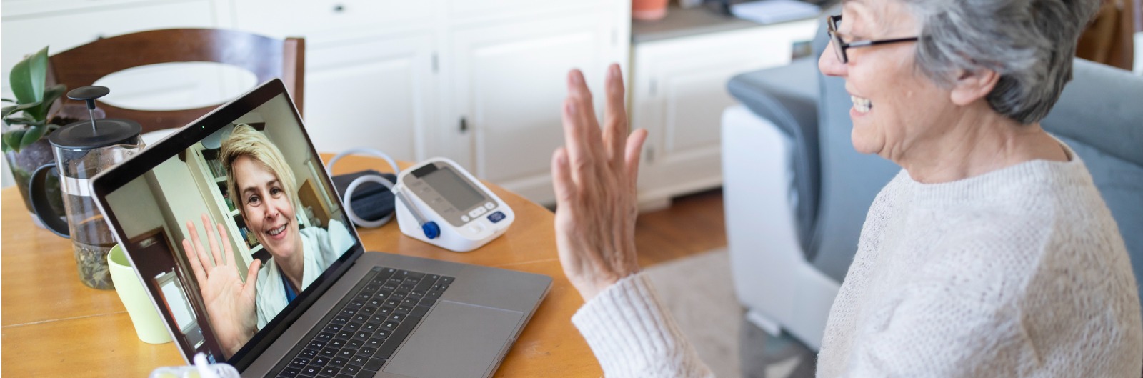 A woman and dentist talking via a laptop